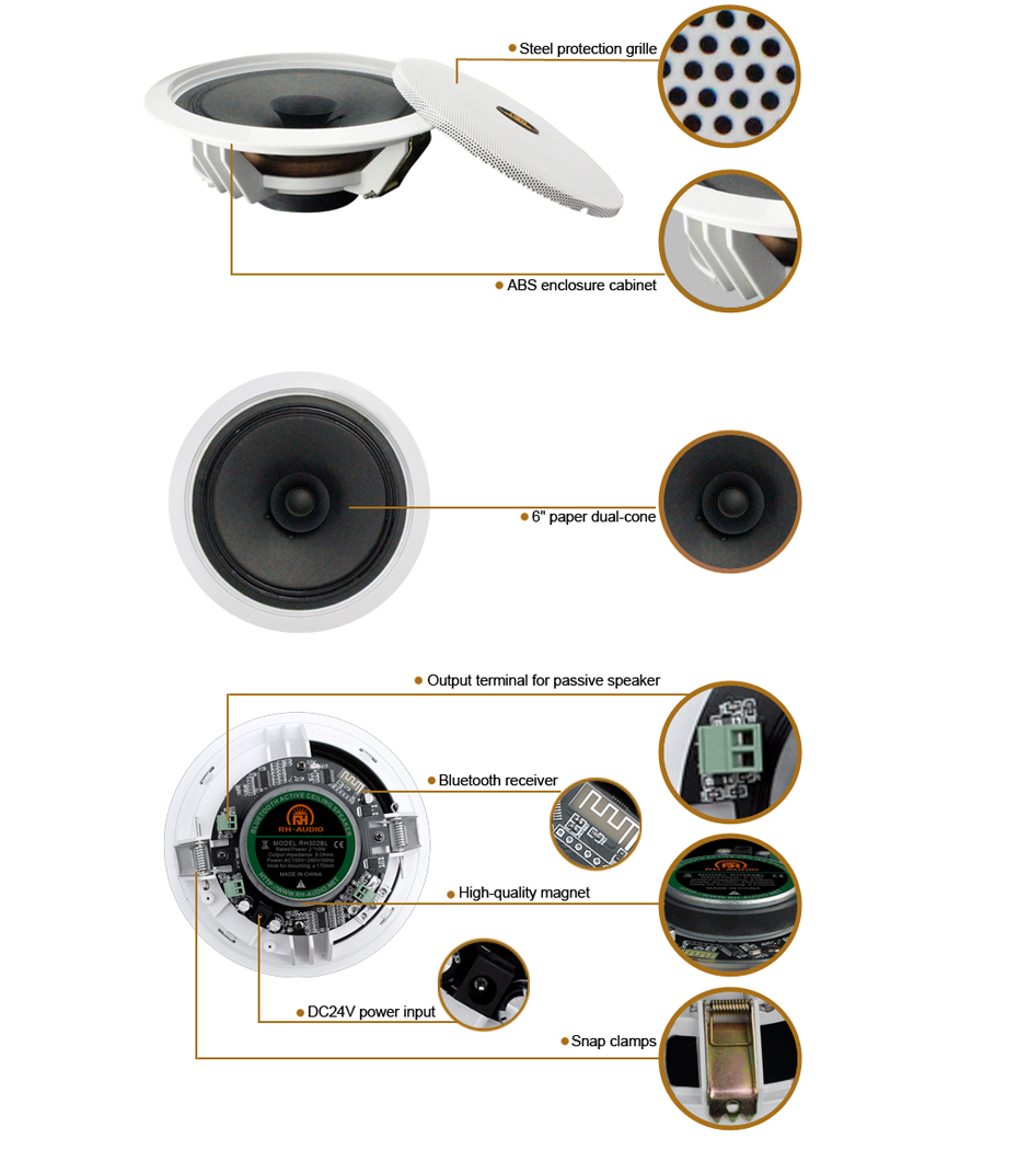 RH-AUDIO Bluetooth Ceiling Speaker Details
