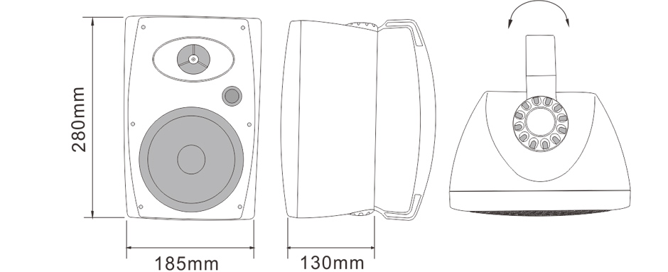 RH-AUDIO Haut-parleur de renforcement sonore bidirectionnel Taille RH-MS65