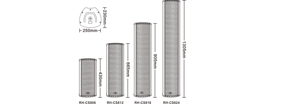 All-weather High Power Speaker for Outdoor and Indoor RH-CS8 Series Size