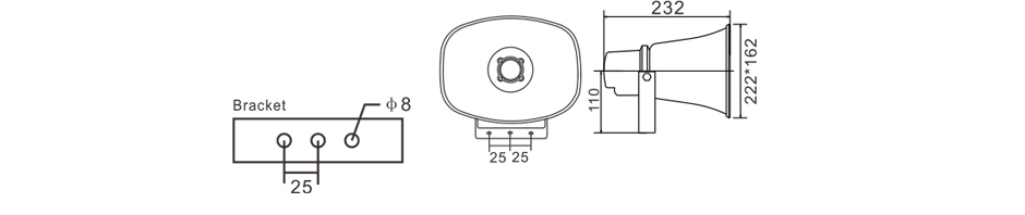 15W Emergency Evacuation Speaker RH-HS34 Size