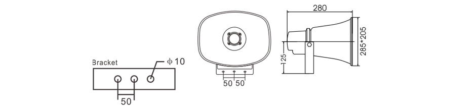 30W Waterproof Horn Speaker RH-HS43 Size
