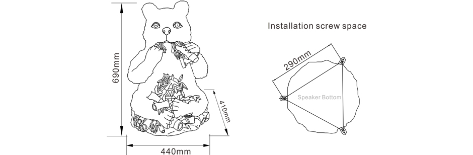 RH-AUDIO 20W Outdoor Artificial Animal Speaker RH-KT26 Size