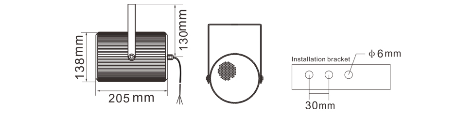 Uni-direction Outdoor Sound Projector RH-CH30 Size